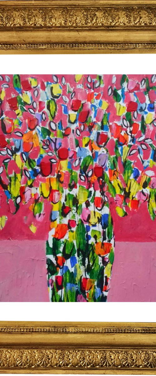 Spring Flowers on Pink by Jan Rippingham