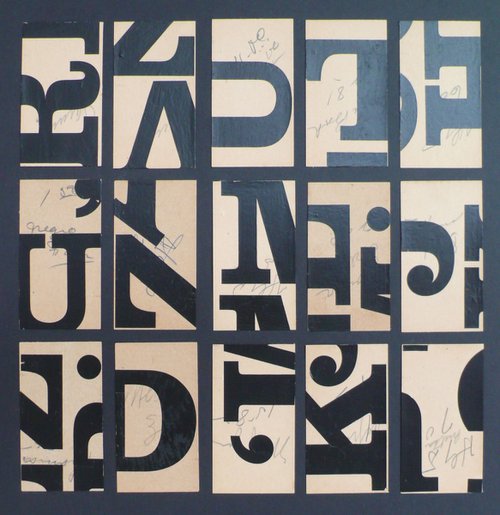 Typography Cut Up Abstract. Framed Letter Collage by Paper Draper