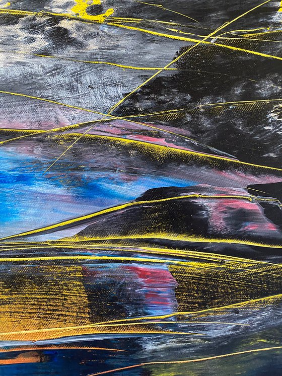 "Catharsis" - Save As A Series - Original Large PMS Abstract Acrylic Painting Triptych on Artist-Stretched Canvas - 108" x 36"