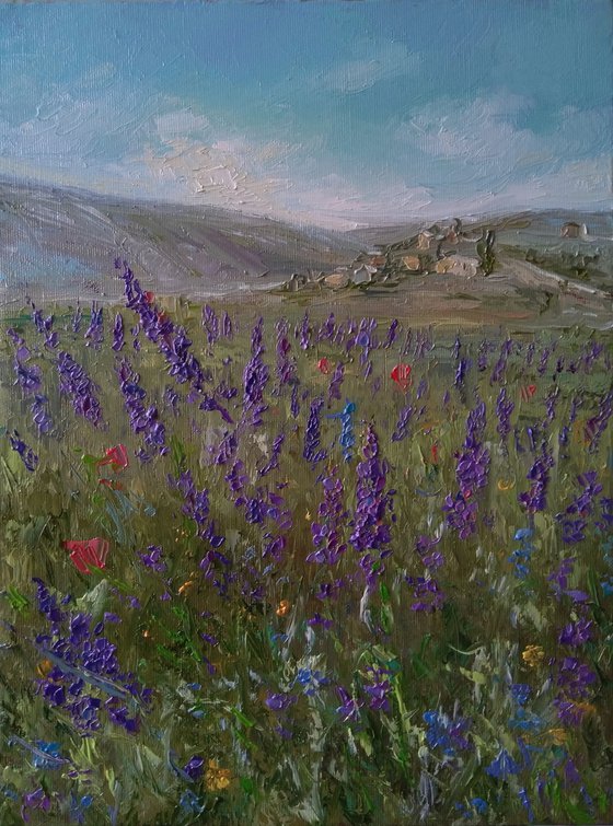 Field of flowers(30x40cm, oil painting, impressionistic)