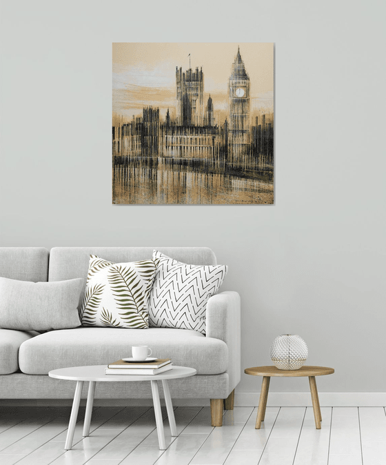 London - Big Ben and The Houses Of Parliament In Late Evening Light