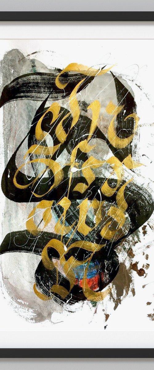 Gold Letters by Makarova Abstract Art
