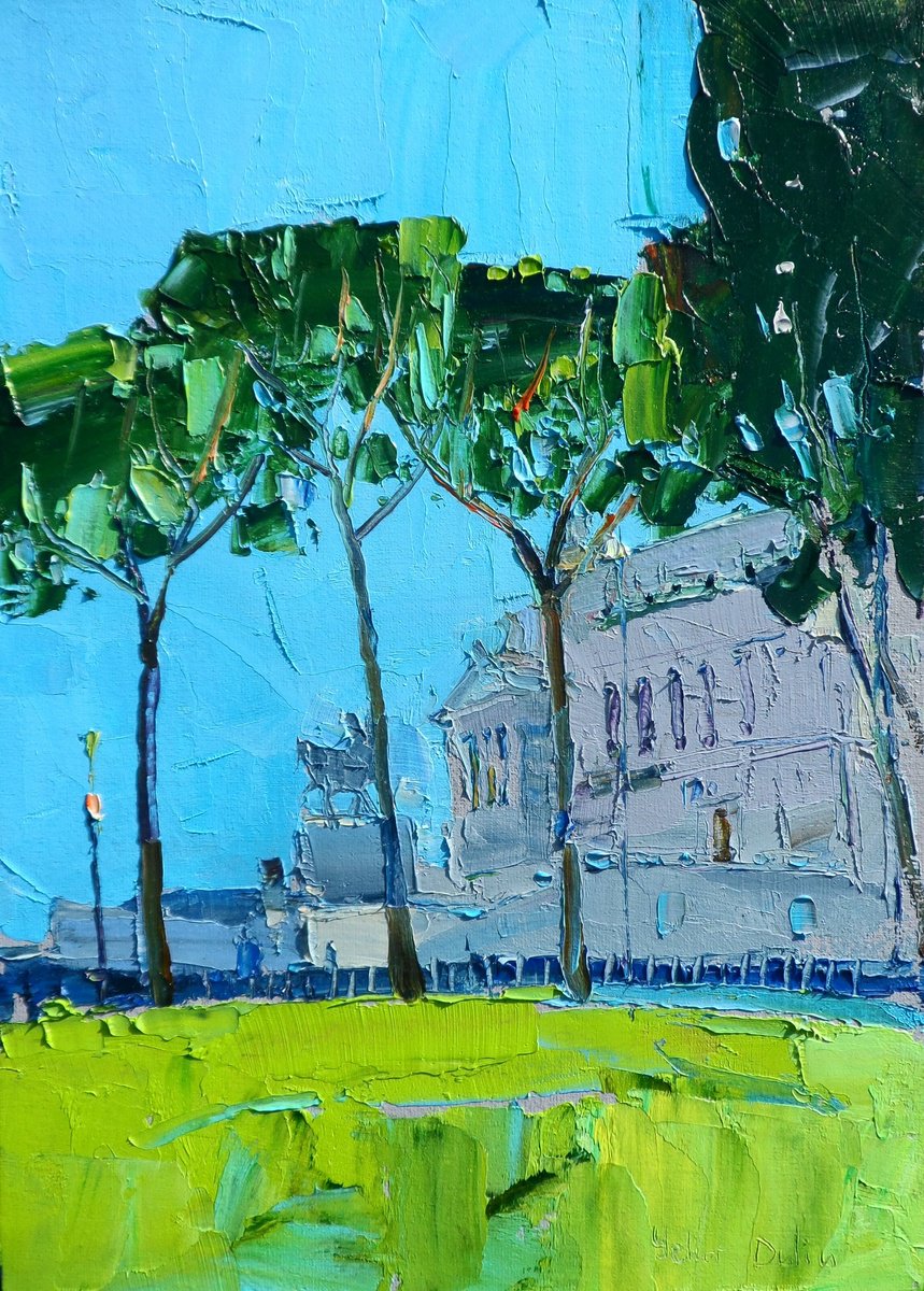 Impressionistic Landscape Oil Painting By Yehor Dulin, 10 X 14", " Il Vittoriano ", Original Artwork