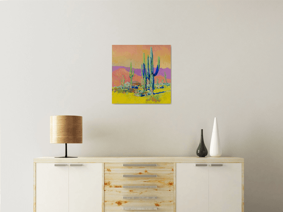 Arizona Evening Light. Saguaros