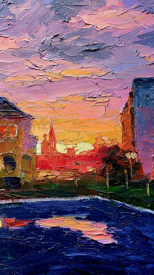 City orange sunset by Boris Serdyuk