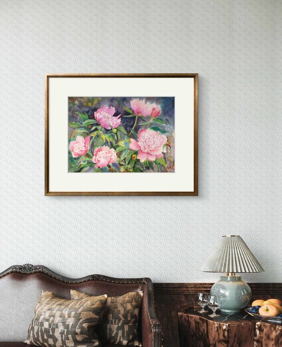 Pink Peonies in the Garden
