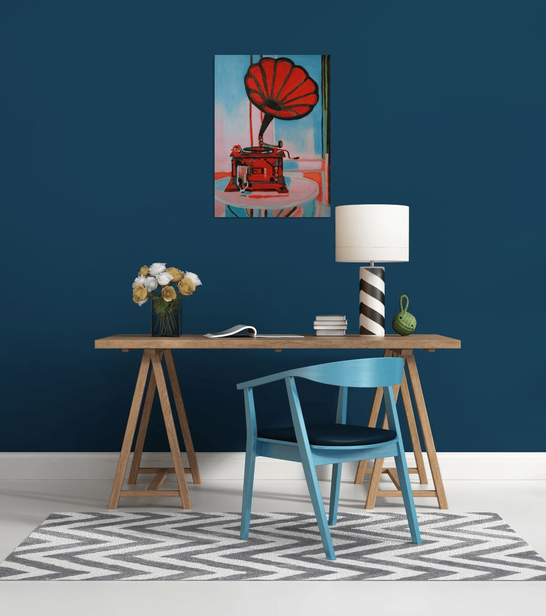 Old gramophone Acrylic painting: Alexandra Djokic | Artfinder