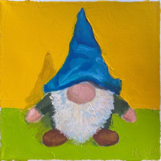 Still life with a stuffed toy gnome