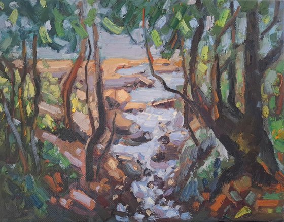 Pleinair painting Sunny beach