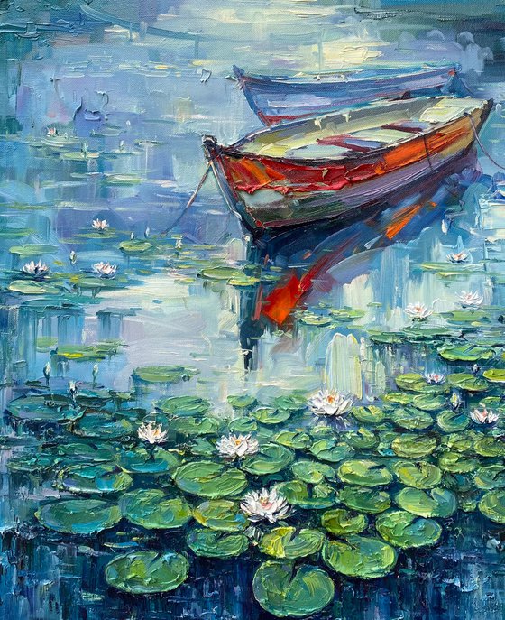 "Water-Lilies"original oil painting by Artem Grunyka