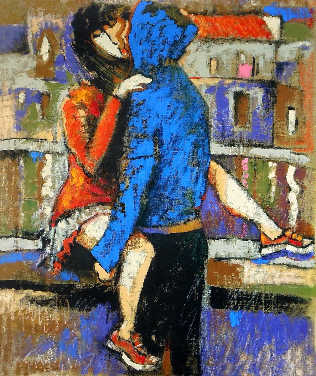 Lovers in Red and Blue by Evgen Semenyuk