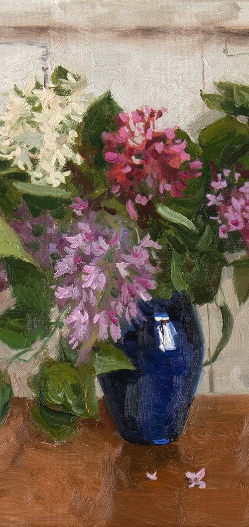 Lilac in a blue vase by Alexey Pleshkov