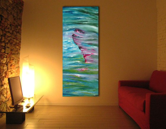 Impressionist -  40x100 cm, Original abstract painting, oil on canvas