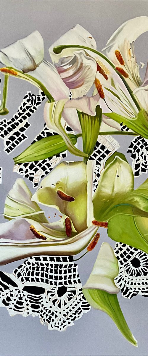 Lilies on Lace. by Natalia Lugovskaya