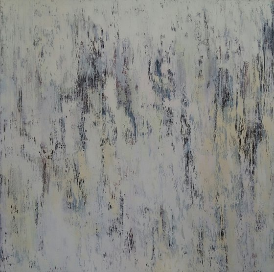 White Abstract painting A warm spring after cold, 80×80 cm, original artwork, FREE SHIPPING