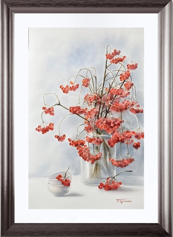 Red viburnum, original watercolour