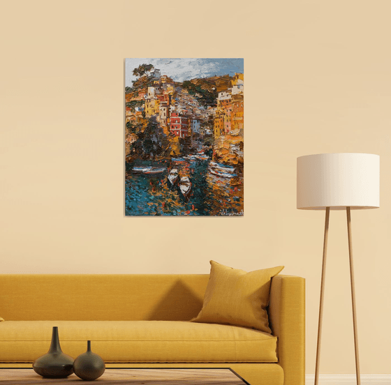 Riomaggiore, Cinque terre - Italian Landscape painting