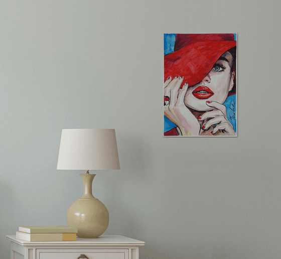 "Lady in red" /30x42 cm