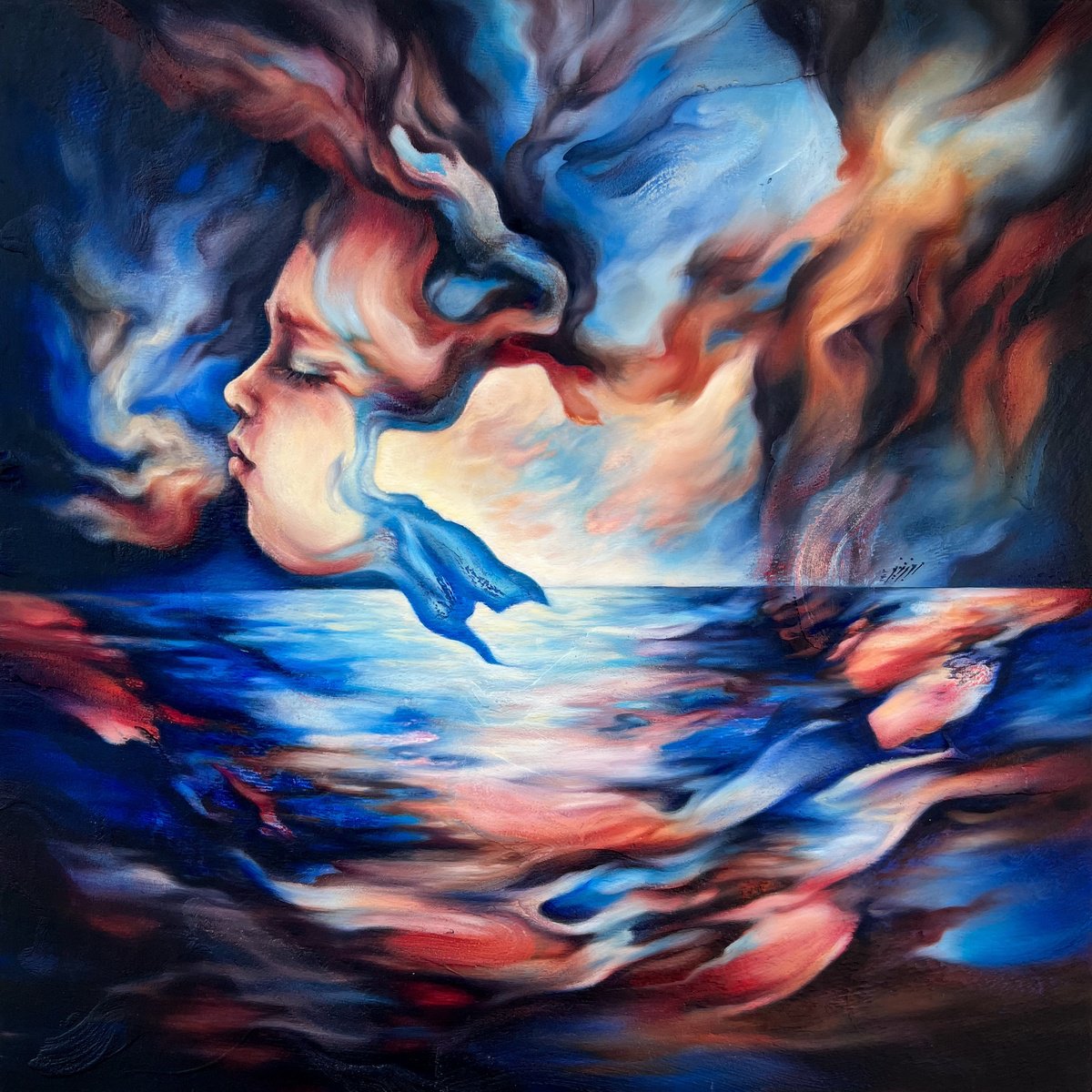 Abstract Landscape Oil Painting By Marjan Fahimi, 20 X 20", Alba, Original Artwork