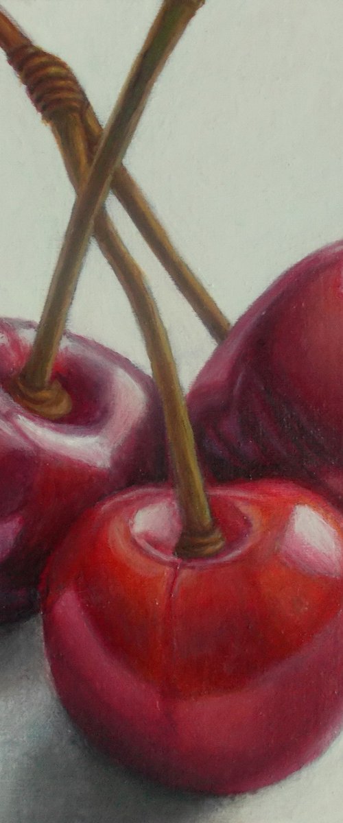"Trio", cherry painting by Tatyana Mironova
