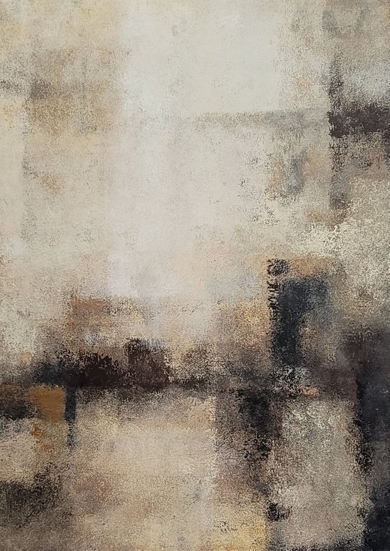 Shadows, 50*70cm, abstract acrylic painting, beige brown, interior wall art b