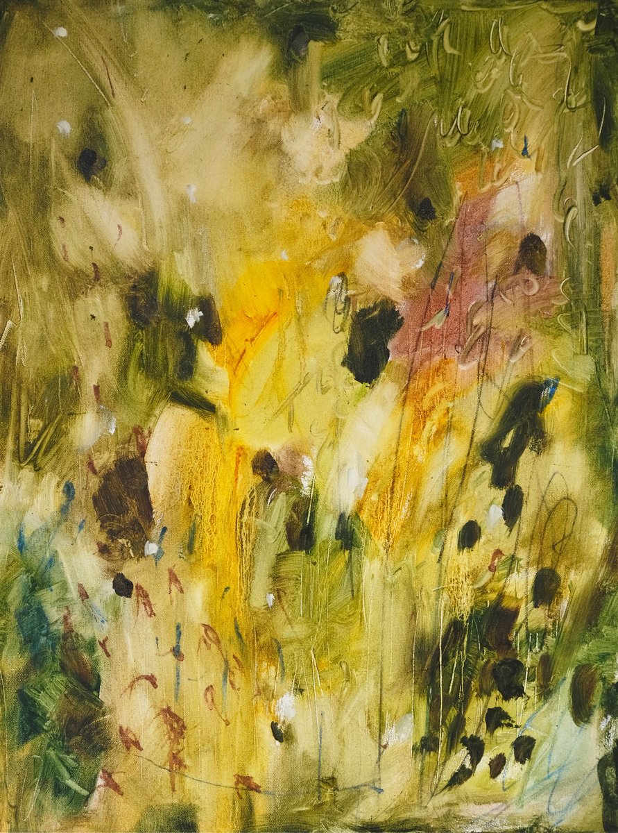 Organic Abstract Oil Painting By Egle Ra, 18 X 24, Still Here, Original Artwork