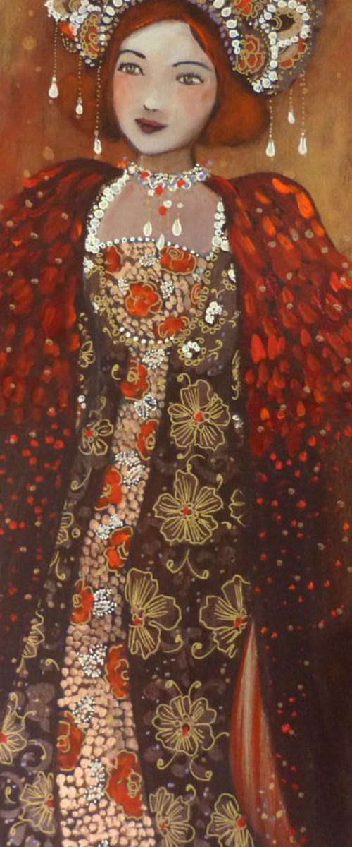 Woman portrait "The golden mystery" by Loetitia Pillault