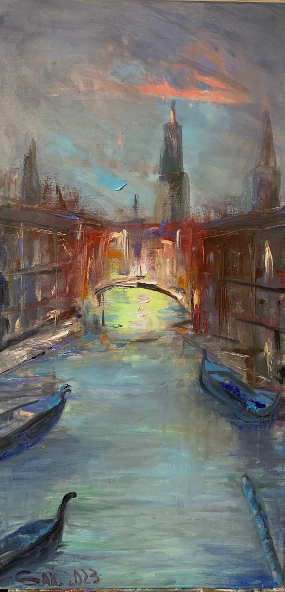 Expressive Oil Painting , Italie By Leo Baxiner, 16 X 31, Artwork For Sale On Artfinder