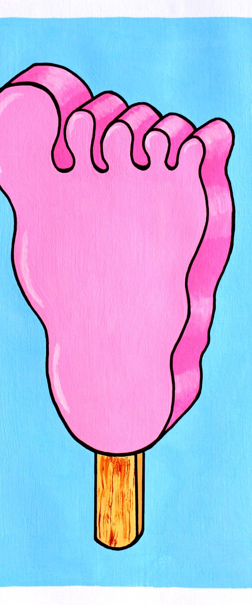 Funny Feet Ice Lolly - Pop Art Painting On A4 Paper (Unframed) by Ian Viggars