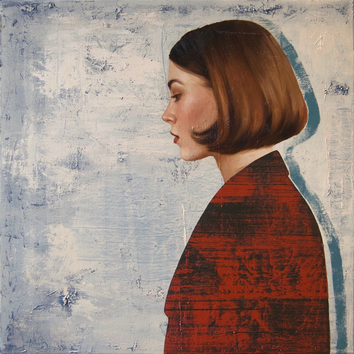 Photorealistic Portrait Oil Painting By Anna Bernadskaya, 16 X 16, Search For Self, Original Artwork