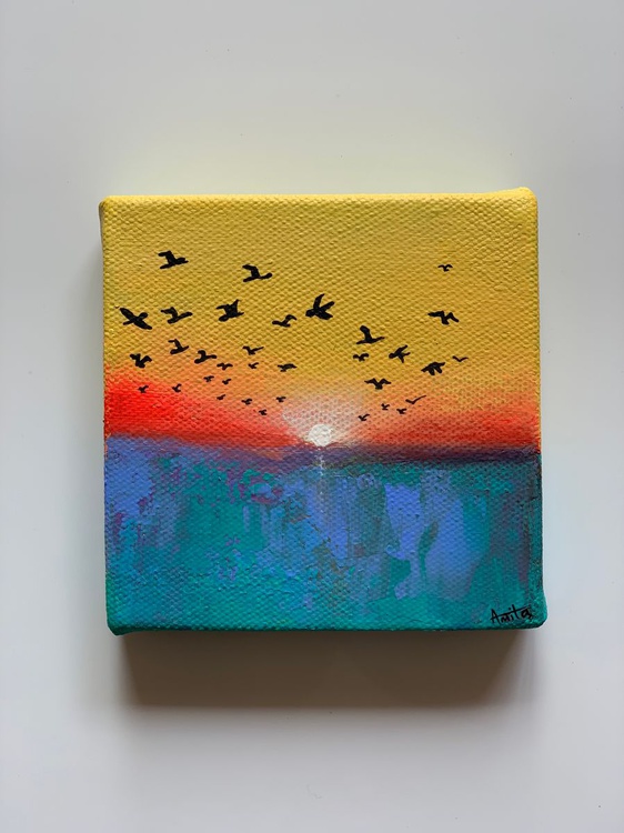 Sunset Semi Realistic Small Painting Miniatu Artfinder