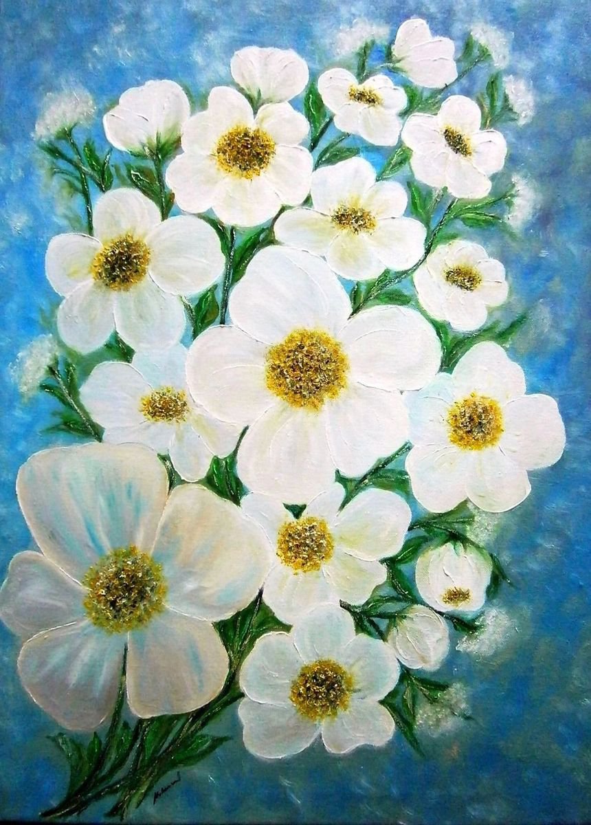White flowers 2.. by Emilia Urbanikova