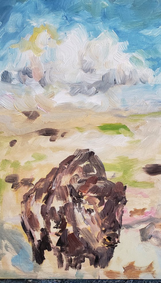 Crossing the Prairie - Landscape - Bison - Abstract Paintings