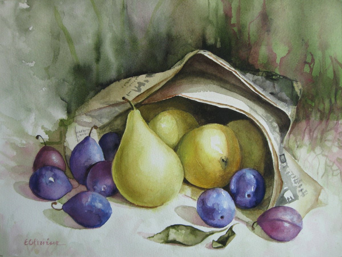 Impressionistic Still Life Watercolour By Elena Oleniuc, 17 X 13, Autumn Again, Original Artwork