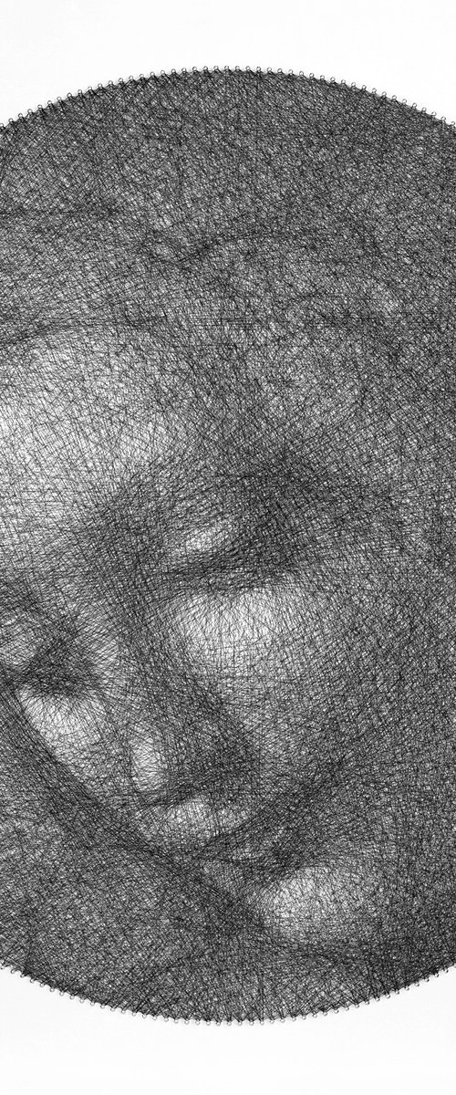 La Scapigliata (The Lady with Dishevelled Hair) by Leonardo da Vinci string art reproduction by Andrey Saharov