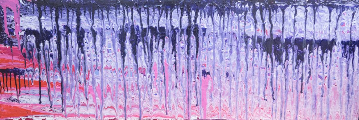 Abstract Acrylic Painting By Km Arts, 47 X 16", Descending Innocence, Original Artwork