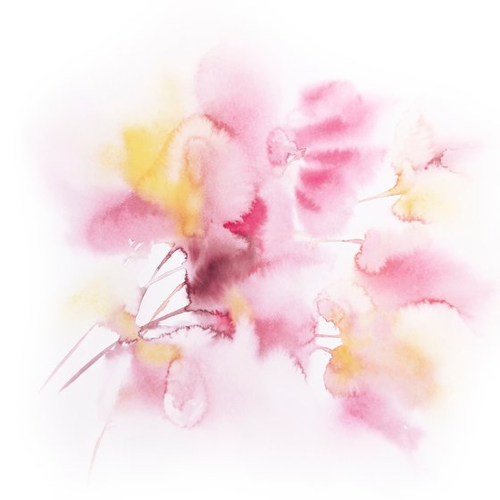 Pink abstract flowers set