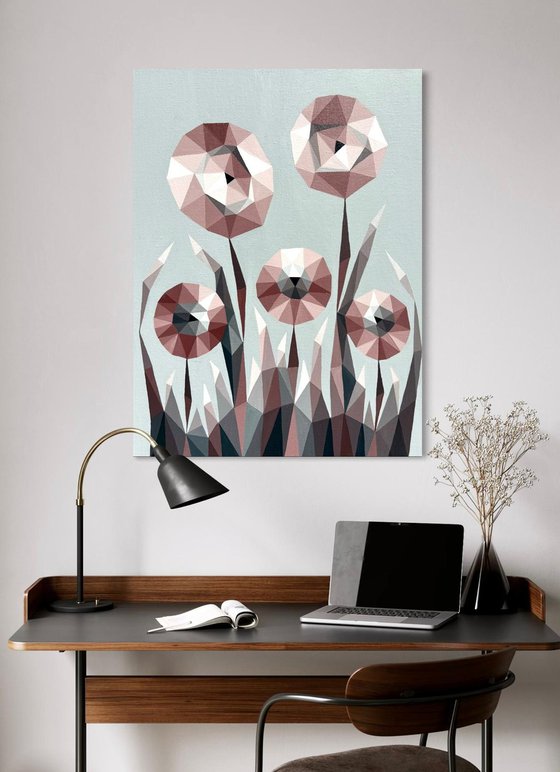 TERRACOTTA ABSTRACT FLOWERS IN SILENT SPACE