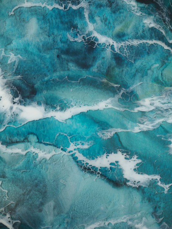 Turquoise watercolor sea