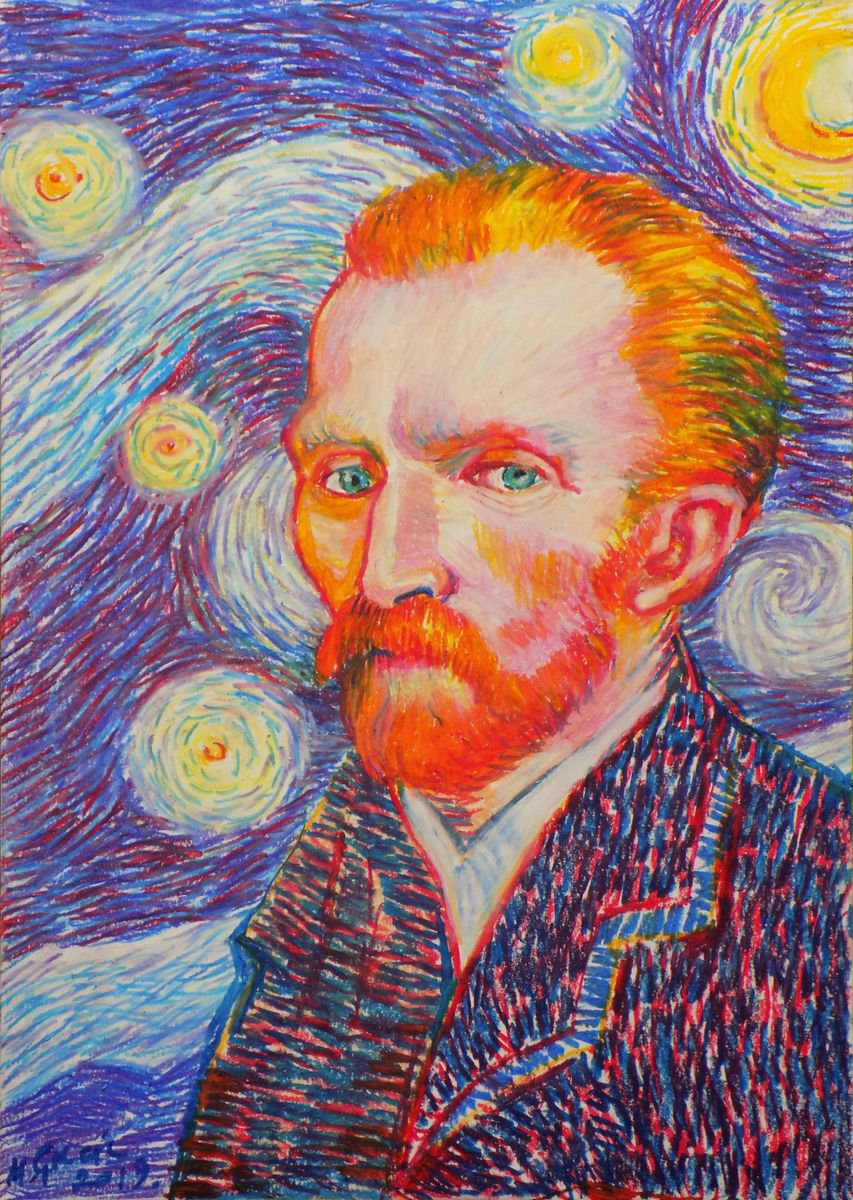 Impressionistic Pastel Drawing , Vincent Van Gogh By Maja Grecic, 12 X 17, Artwork For Sale On Artfinder