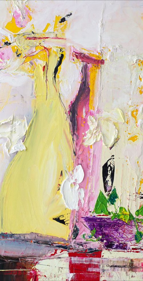 Pots, Flowers, Monday Morning 50x60cm/24x20in by jelena b