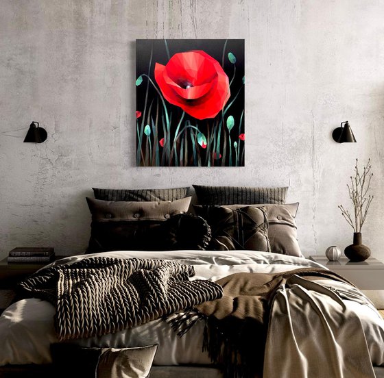 SCARLET POPPY ON A BLACK