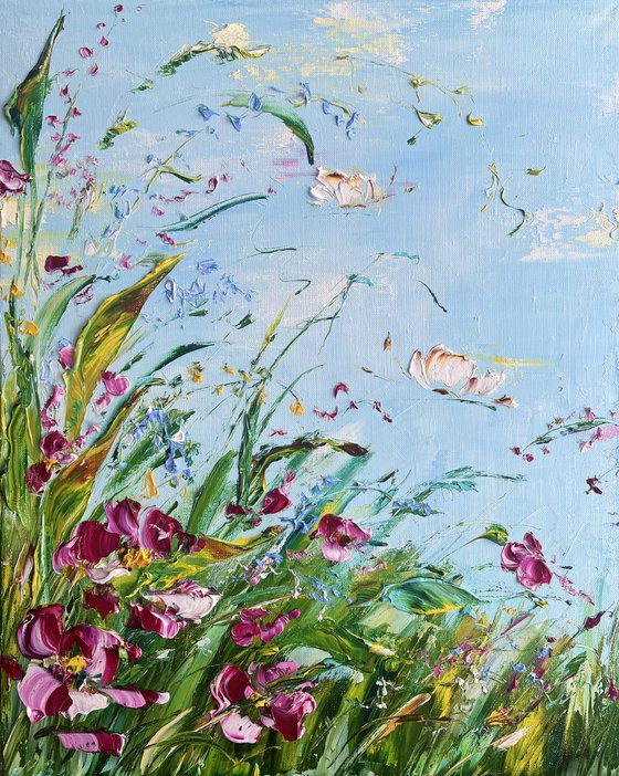 LIFE OVER THE MEADOW - Bright. Summer day. Meadow. Butterflies. Green field.