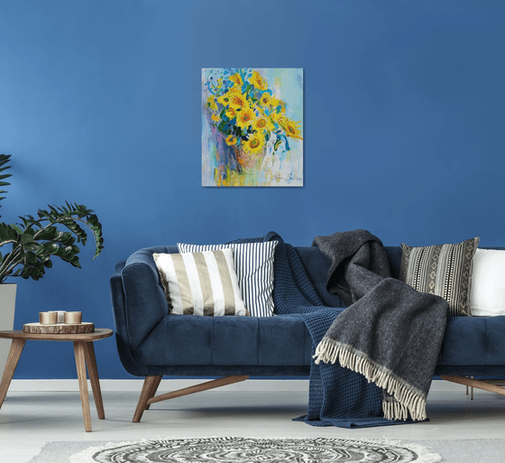 Sunflowers on white