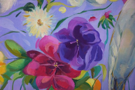 Herons Among Flowers