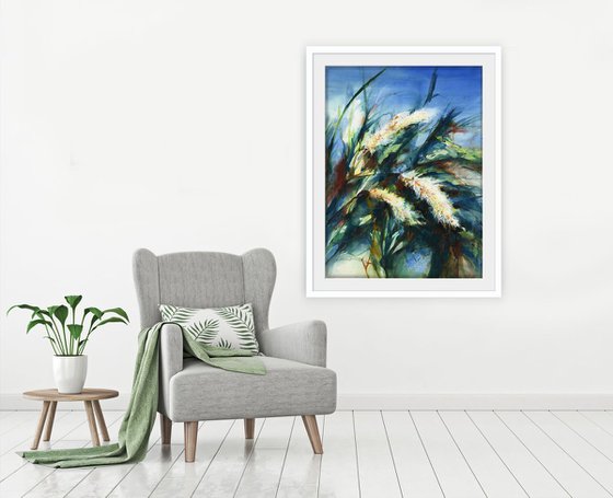 Pampas Grass - Abstract Floral Painting  by Kathy Morton Stanion