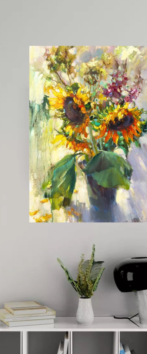 Sunflower blossoms by Olha Laptieva