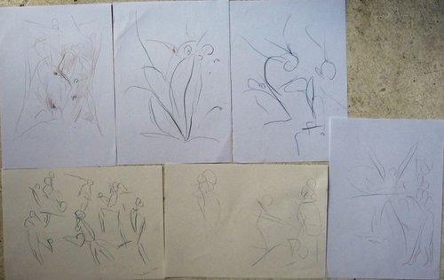 Six sketches - Movements, 21x29 cm - affordable & AF exclusive ! by Frederic Belaubre