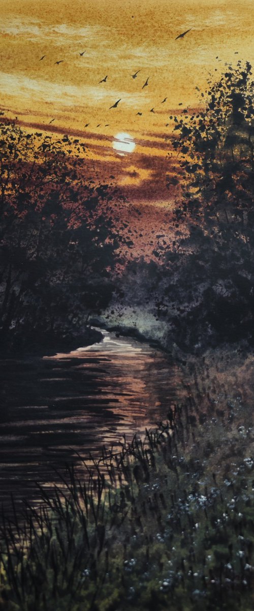 Evening by the river by Eugene Gorbachenko