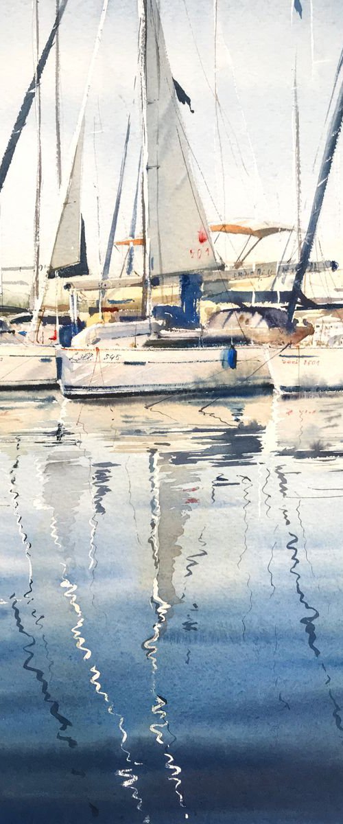 Moored yachts by Eugenia Gorbacheva